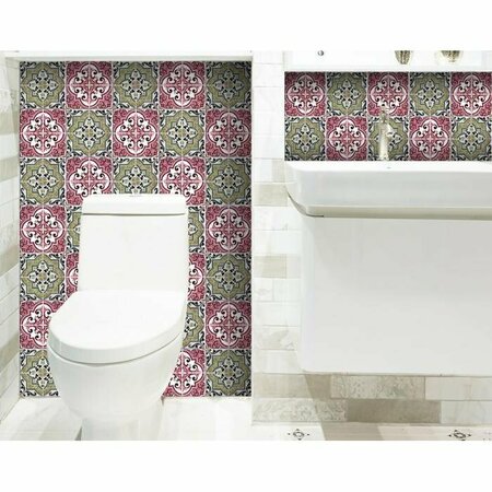 Homeroots 6 x 6 in. Vintage Cran & Green Peel & Stick Removable Tiles 400167